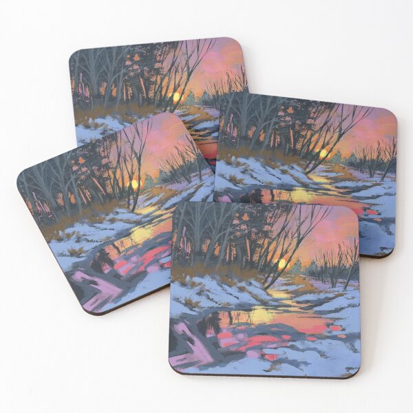 Item preview, Hand painted sunset with snow  designed and sold by MortyMatri.