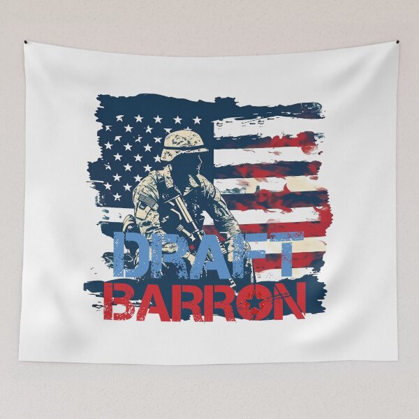 Item preview, #DraftBarronTrump Graffiti Meme - Patriotic Political Art Print designed and sold by DesignArtist.ia.