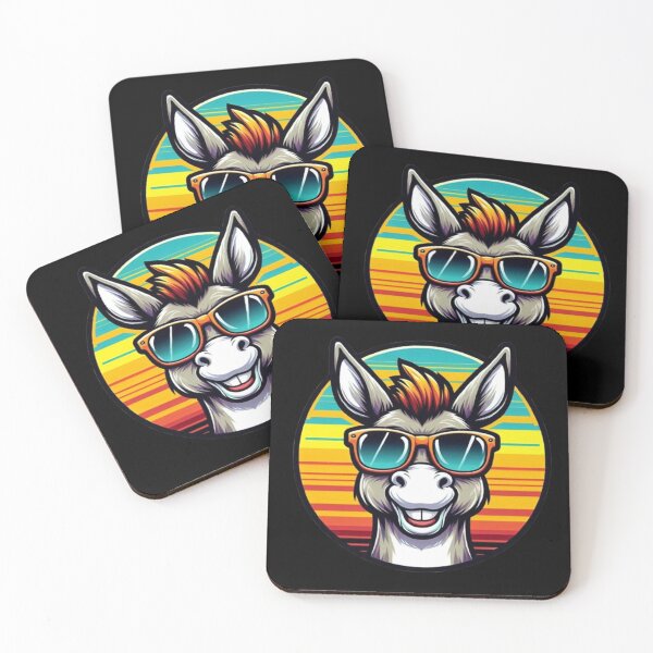 Item preview, Cool Donkey With Sunglasses – Retro Cartoon Animal Illustration designed and sold by Dogandesighn.