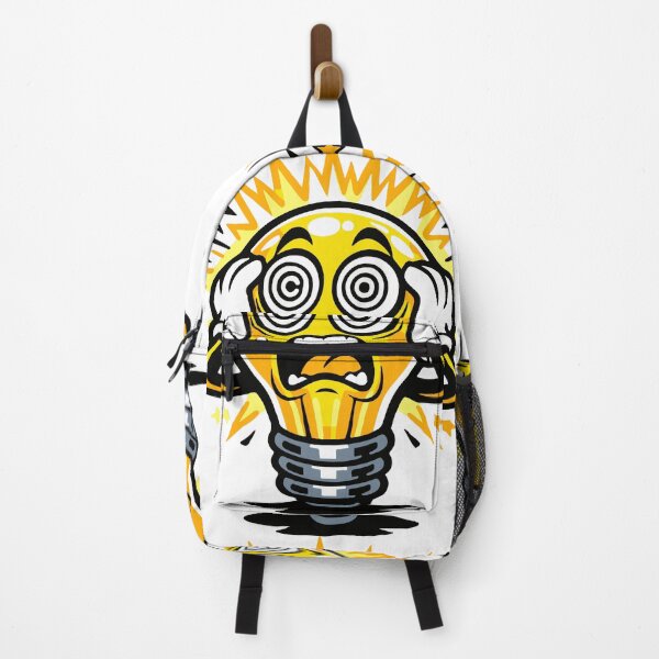 Item preview, An overheated light bulb character representing having too many ideas at once. The chaotic expression captures mental overload in a humorous and visual way. designed and sold by Dejbar.