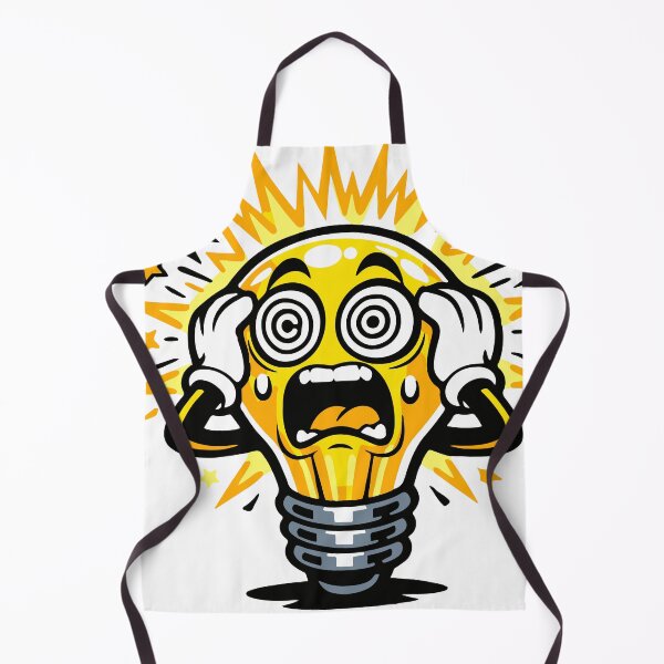 Item preview, An overheated light bulb character representing having too many ideas at once. The chaotic expression captures mental overload in a humorous and visual way. designed and sold by Dejbar.
