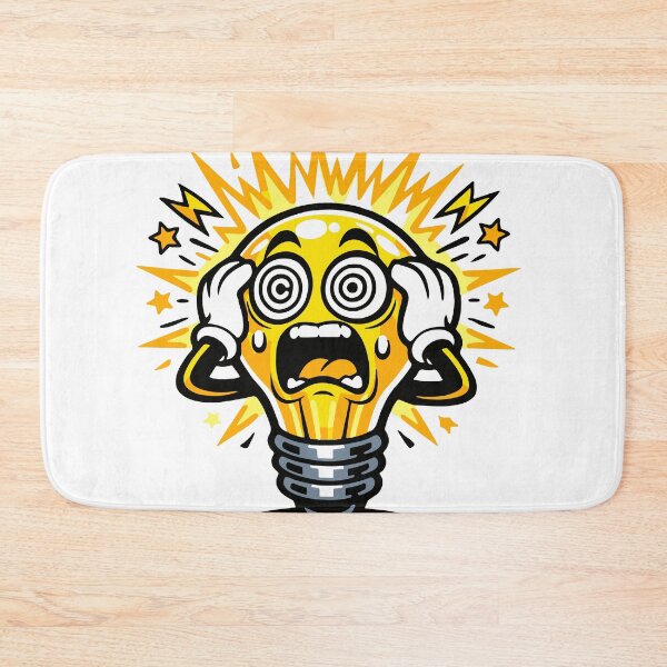Item preview, An overheated light bulb character representing having too many ideas at once. The chaotic expression captures mental overload in a humorous and visual way. designed and sold by Dejbar.