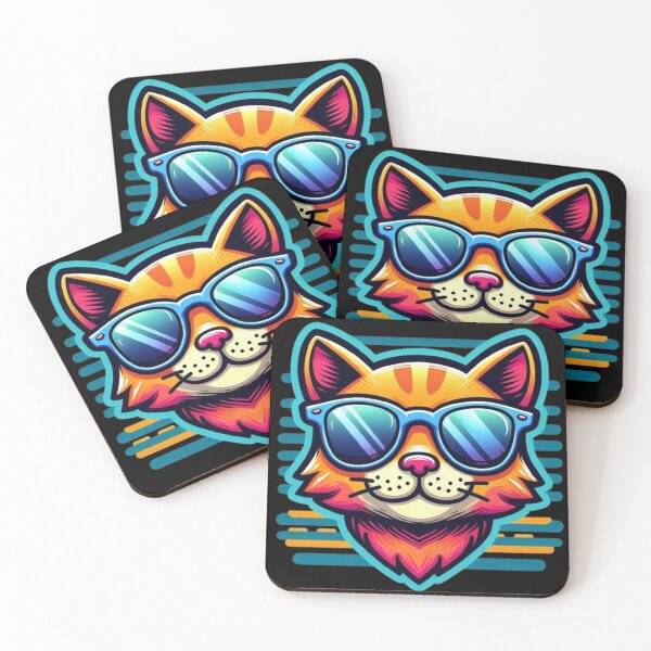 Item preview, Cool Cat With Sunglasses – Colorful Cartoon Cat Illustration designed and sold by Dogandesighn.