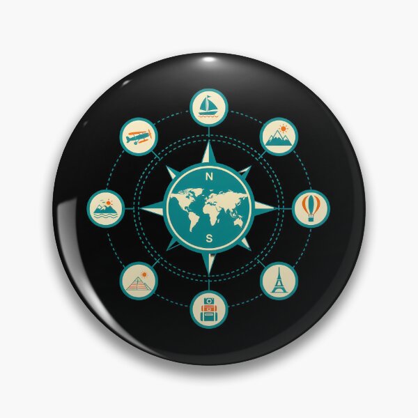 Item preview, Vintage World Navigation Badge - Retro Travel & Global Exploration Icons designed and sold by AbulailArt.