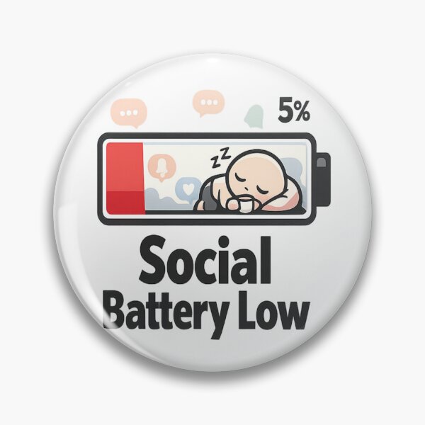 Item preview, Social Battery Low – Introvert Humor Battery Meme Funny Social Energy Sticker designed and sold by ArtWaveStudio8.