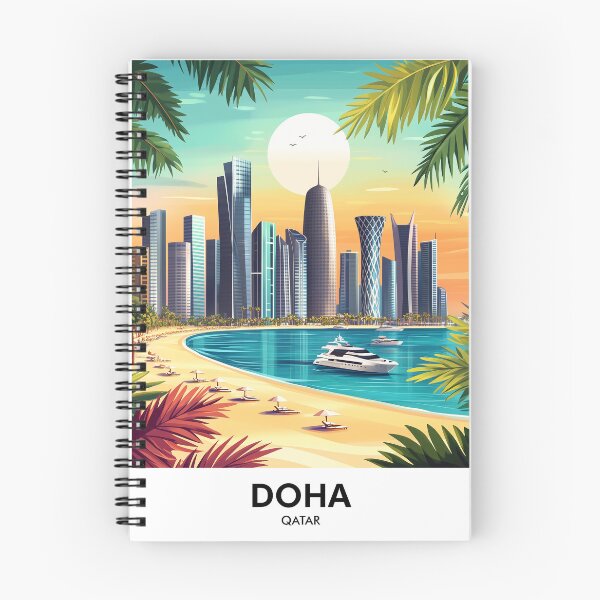 Item preview, Doha Qatar Retro Travel Print designed and sold by HomeLivingCo.