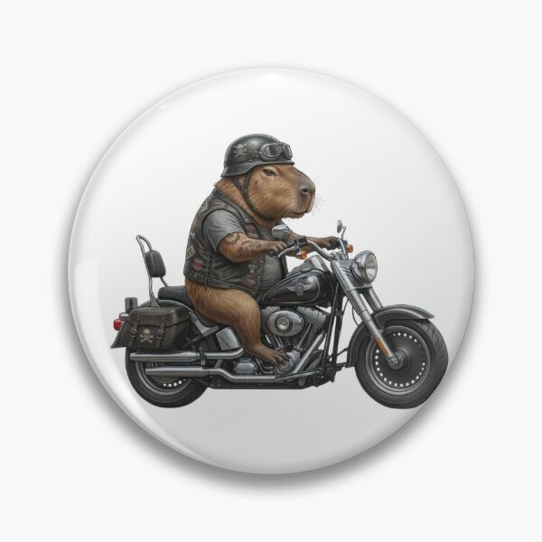 Artikelvorschau, Wasserschwein fährt Motorrad – Lustige Tier-Biker-Illustration entworfen und verkauft von HubCreates.