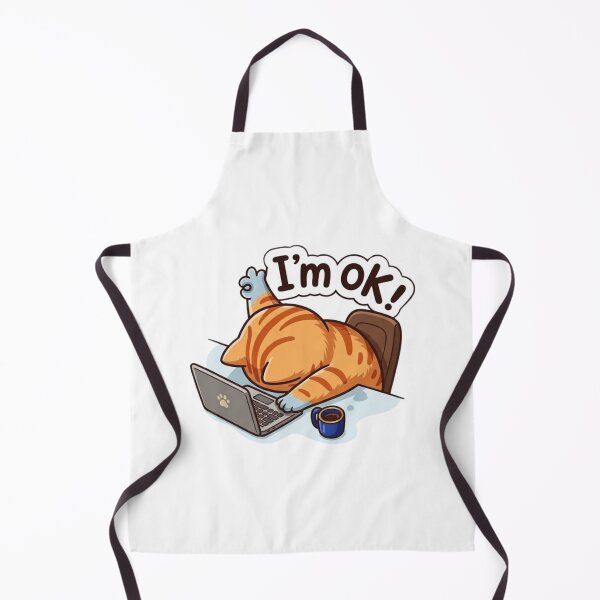 Item preview, I’m Ok Cat T-Shirt – Cute Lazy Cat Working on Laptop Funny Aesthetic Cat Design designed and sold by Tachtache.