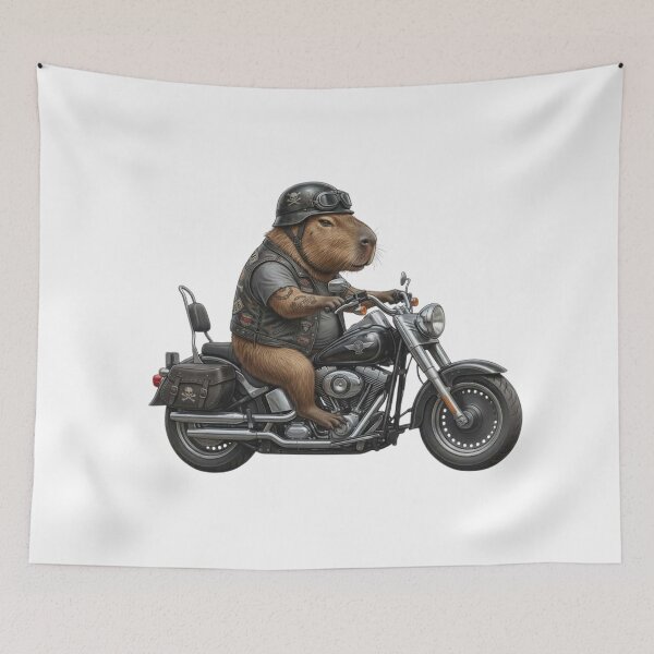 Item preview, Capybara Biker Riding Motorcycle – Funny Animal Biker Illustration designed and sold by HubCreates.