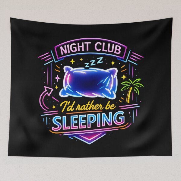 Item preview, Night Club I'd Rather Be Sleeping Neon Night Owl designed and sold by SplashTastic.