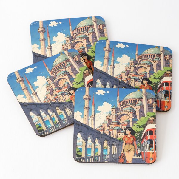Item preview, Istanbul Travel Poster Vibrant Mosque Tram Anime Girl designed and sold by Vicky021.