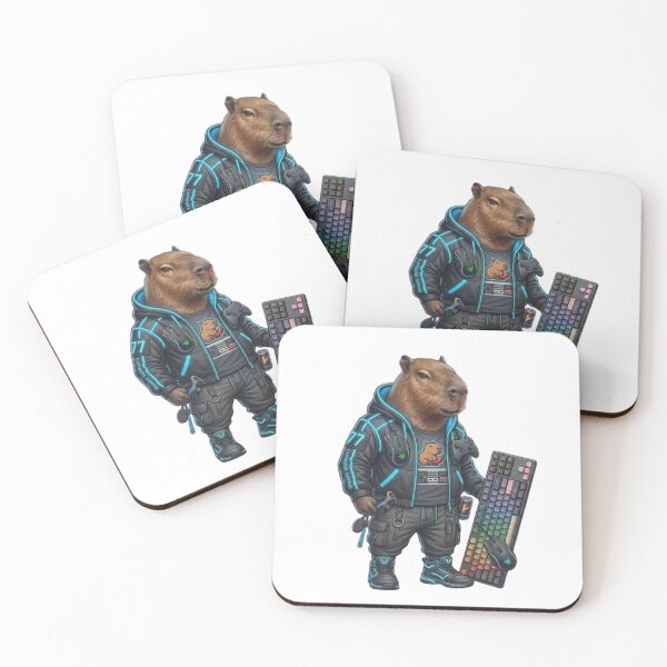 Item preview, Capybara Gamer with RGB Keyboard – Funny Gaming Animal Illustration designed and sold by HubCreates.