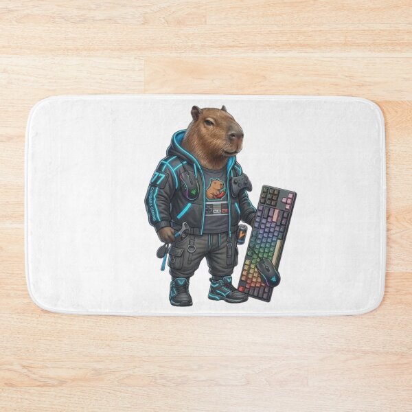 Item preview, Capybara Gamer with RGB Keyboard – Funny Gaming Animal Illustration designed and sold by HubCreates.