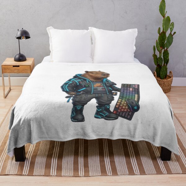 Item preview, Capybara Gamer with RGB Keyboard – Funny Gaming Animal Illustration designed and sold by HubCreates.