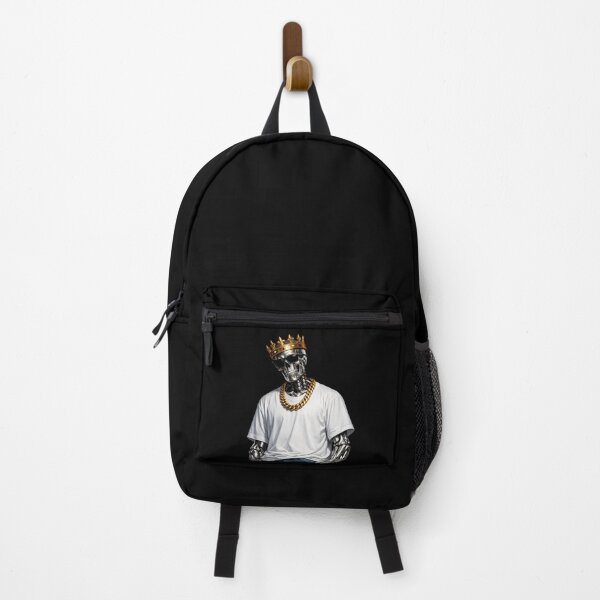 Item preview, Chrome Skeleton King Streetwear – Gothic Metallic Skull with Gold Crown & Sunglasses Urban Sticker designed and sold by CutePearlStudio.