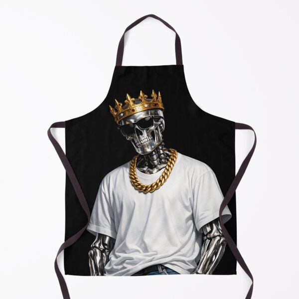 Item preview, Chrome Skeleton King Streetwear – Gothic Metallic Skull with Gold Crown & Sunglasses Urban Sticker designed and sold by CutePearlStudio.