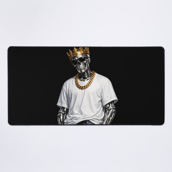 Item preview, Chrome Skeleton King Streetwear – Gothic Metallic Skull with Gold Crown & Sunglasses Urban Sticker designed and sold by CutePearlStudio.
