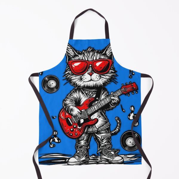 Item preview, Retro Rock Cat Guitarist in Red Sunglasses designed and sold by iPrintPaws.