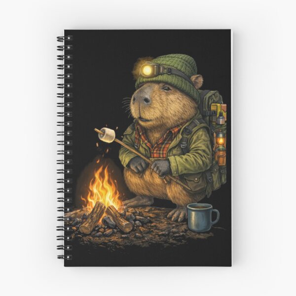 Artikelvorschau, Niedliches Wasserschwein röstet Marshmallows am Lagerfeuer – Lustiges Outdoor-Camping-Tier entworfen und verkauft von HubCreates.