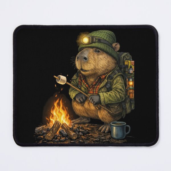 Item preview, Cute Capybara Camper Roasting Marshmallow by Campfire – Funny Outdoor Camping Animal designed and sold by HubCreates.
