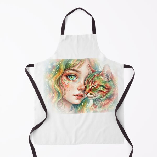 Item preview, Girl with cat, closeup portrait, multi-colored, artificial design designed and sold by wizard-work.