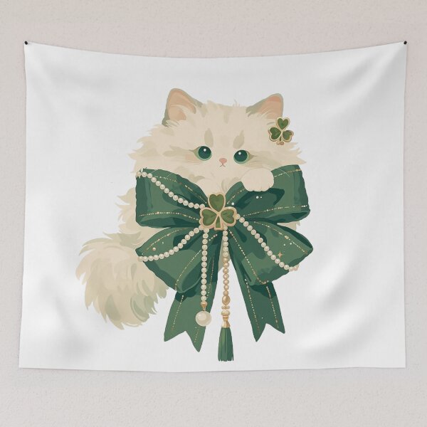 Item preview, Coquette Lucky Clover Cat St Patrick’s Day designed and sold by LittleSmileLab.