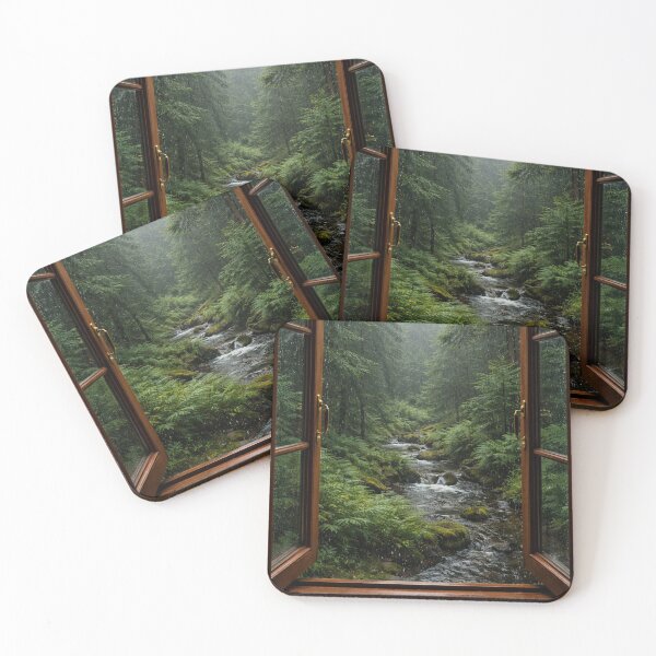Item preview, Misty Forest Through Rain-Kissed Glass designed and sold by WittyUnknown.
