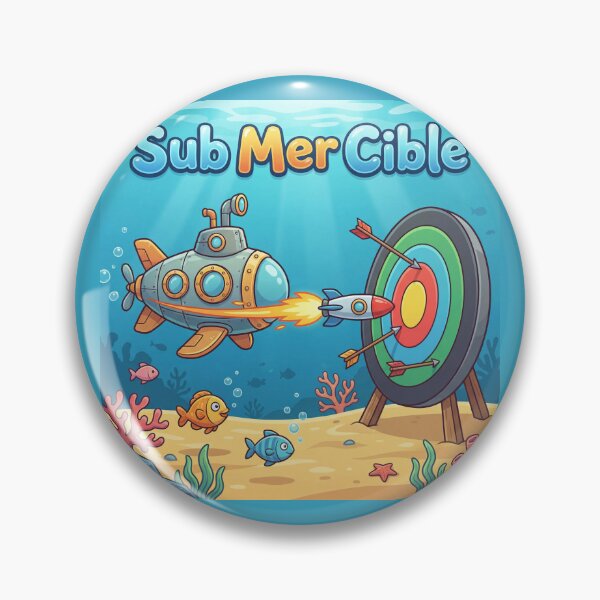 Item preview, Submersible Target – Submarine in the depths of the ocean aiming at a target | Submersible pun designed and sold by WordPlayStudio.