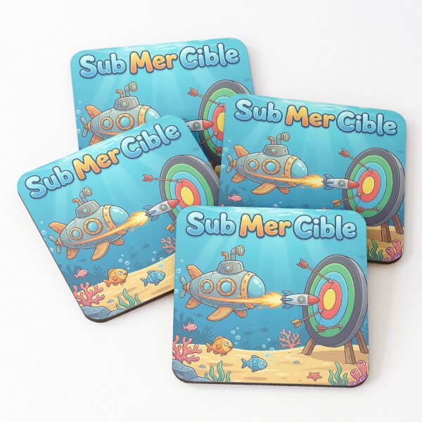 Item preview, Submersible Target – Submarine in the depths of the ocean aiming at a target | Submersible pun designed and sold by WordPlayStudio.