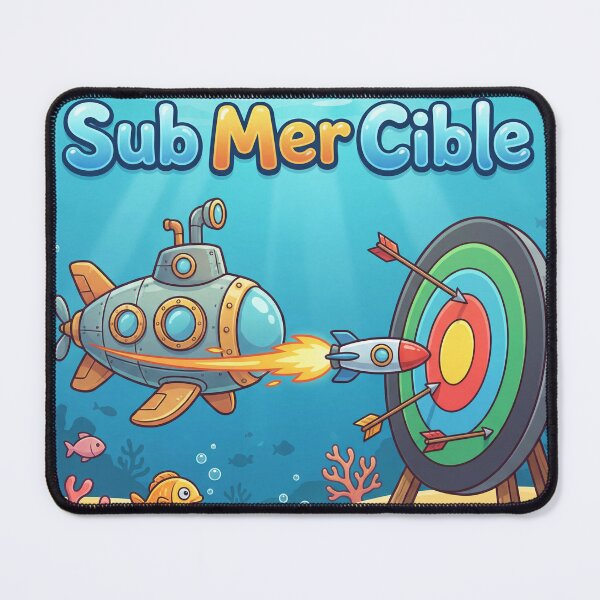 Item preview, Submersible Target – Submarine in the depths of the ocean aiming at a target | Submersible pun designed and sold by WordPlayStudio.