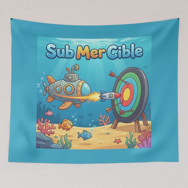 Item preview, Submersible Target – Submarine in the depths of the ocean aiming at a target | Submersible pun designed and sold by WordPlayStudio.