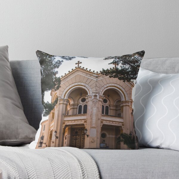 Item preview, Sunlit Chapel Facade Framed by Pines designed and sold by Sephtaria.