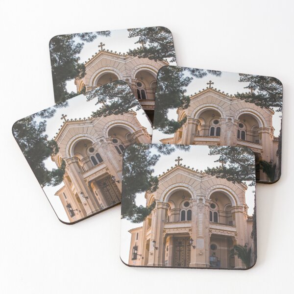 Item preview, Sunlit Chapel Facade Framed by Pines designed and sold by Sephtaria.