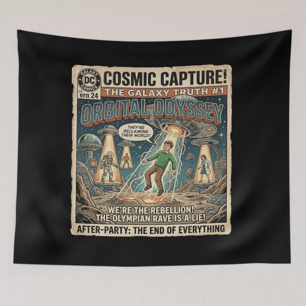Item preview, Orbital Odyssey - Retro Sci-Fi Comic Cover Parody designed and sold by ern vintage store.