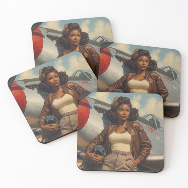 Item preview, Vintage 1940s Pin-Up Girl WWII P-51 Mustang | African American Bomber Jacket Art designed and sold by MissSaylor.