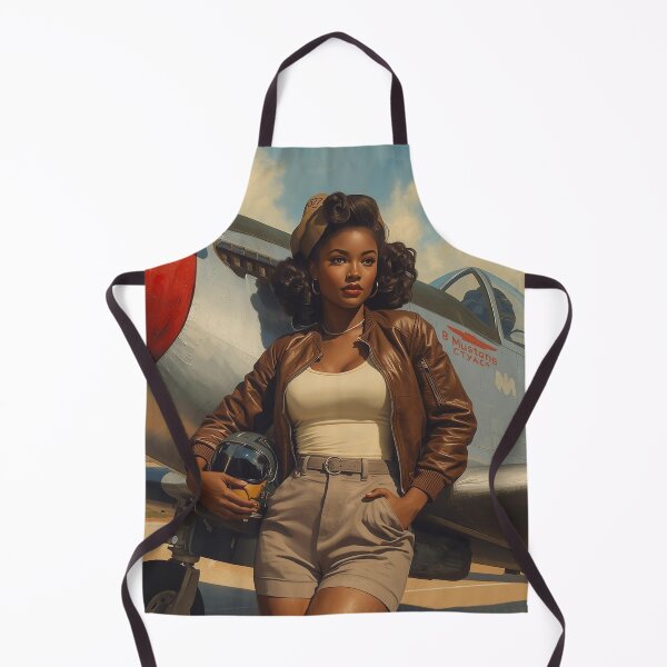 Item preview, Vintage 1940s Pin-Up Girl WWII P-51 Mustang | African American Bomber Jacket Art designed and sold by MissSaylor.