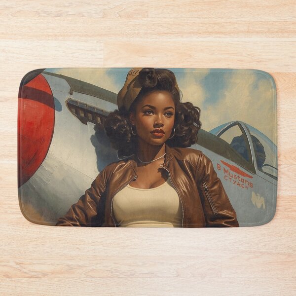 Item preview, Vintage 1940s Pin-Up Girl WWII P-51 Mustang | African American Bomber Jacket Art designed and sold by MissSaylor.