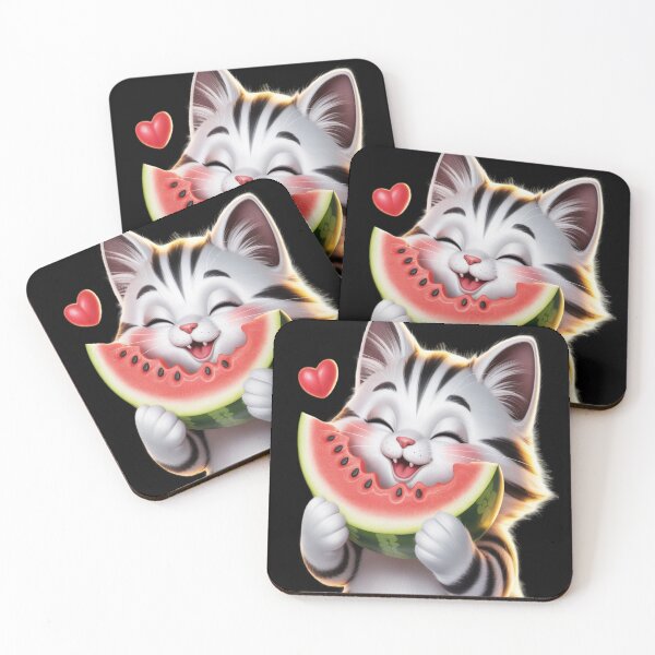 Item preview, Cute Cat Eating Watermelon Funny Tropical Fruit Lover Summer designed and sold by kakashinn.