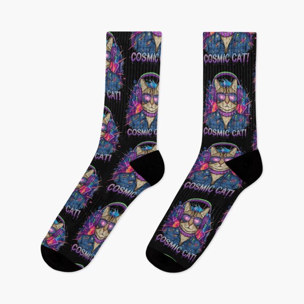 Item preview, Cosmic Cat – Psychedelic Space DJ Cat Illustration designed and sold by Dogandesighn.