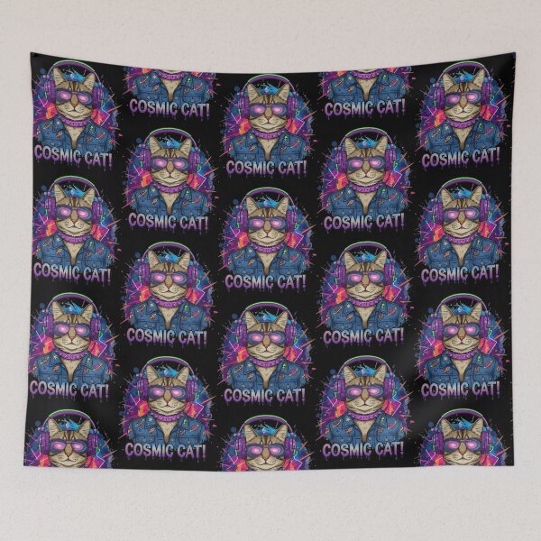 Item preview, Cosmic Cat – Psychedelic Space DJ Cat Illustration designed and sold by Dogandesighn.