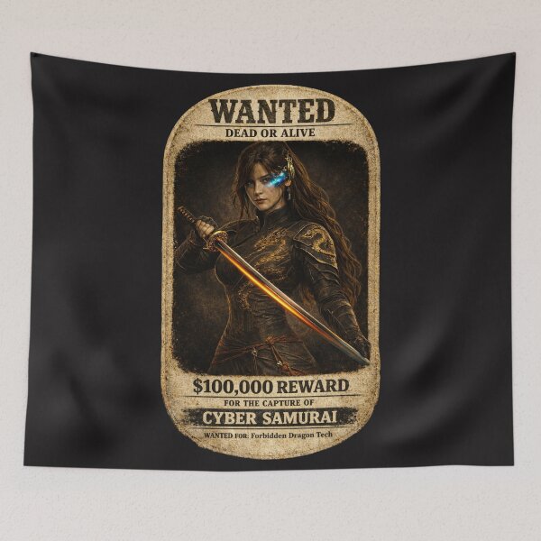 Item preview, Cyber Samurai Wanted Poster – Vintage Bounty Hunter Style designed and sold by Dragon-Samurai.