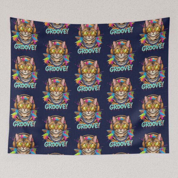 Item preview, Groove Cat – Funky Music Lover Street Art Illustration designed and sold by Dogandesighn.