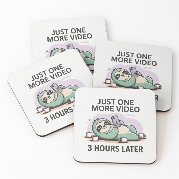 Item preview, Just One More Video Sloth Procrastination Social Media designed and sold by SplashTastic.
