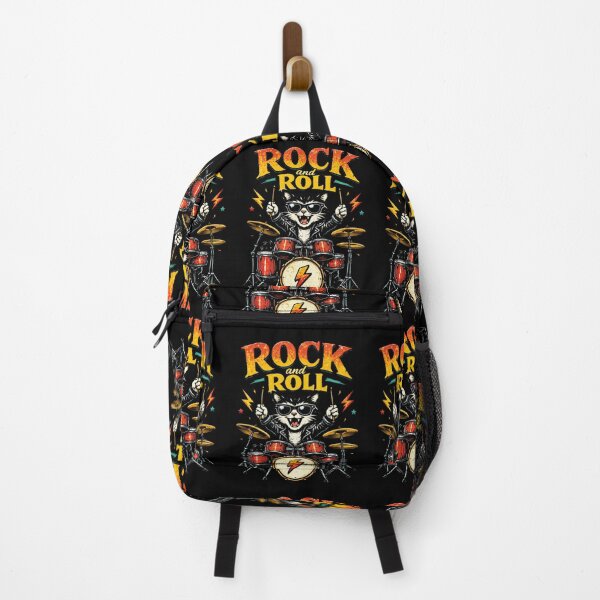 Item preview, Wild Rock Cat Drummer designed and sold by RockitBaby.