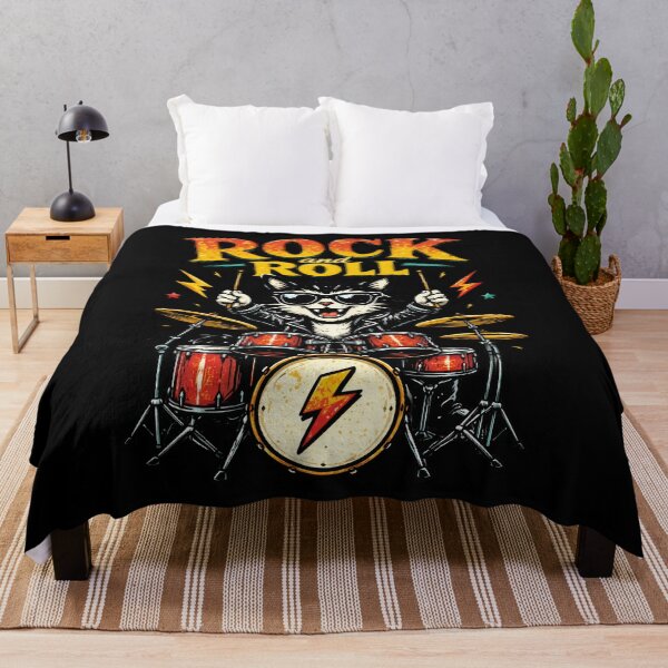 Item preview, Wild Rock Cat Drummer designed and sold by RockitBaby.