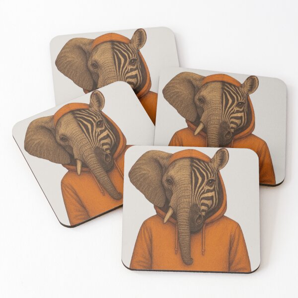 Item preview, Cute Elephant Zebra in Hoodie – Kawaii Hybrid Illustration designed and sold by Aloloco.