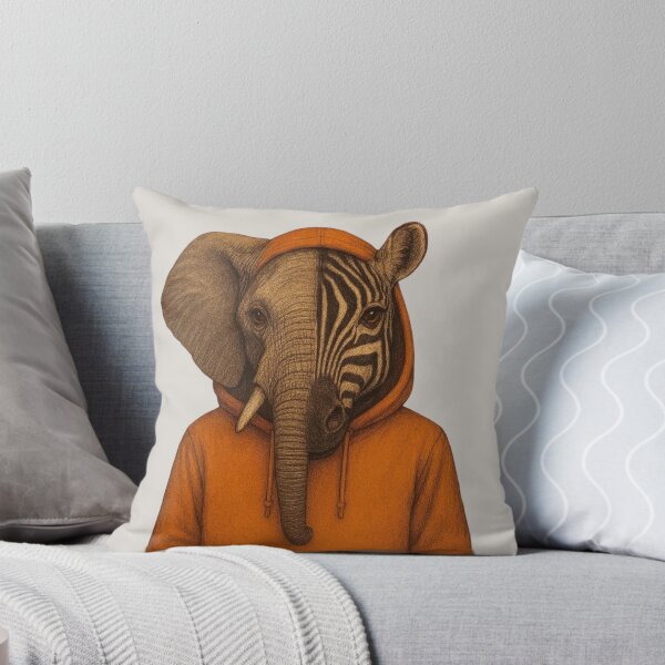 Item preview, Cute Elephant Zebra in Hoodie – Kawaii Hybrid Illustration designed and sold by Aloloco.