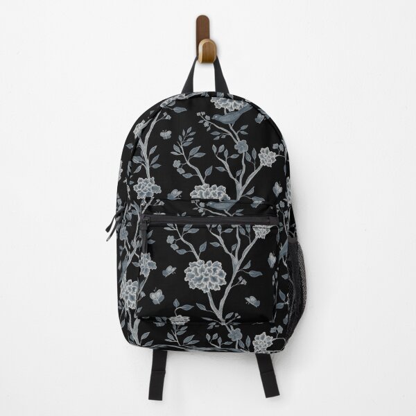 Item preview, Black and Grey Chinoiserie Inspired Pattern with flowers and birds designed and sold by CovetedCove.