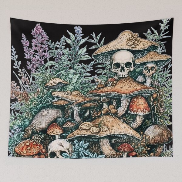 Item preview, Dark Cottagecore Skull & Mushroom Forest | Gothic Botanical Aesthetic designed and sold by SKULLARTISTRY.