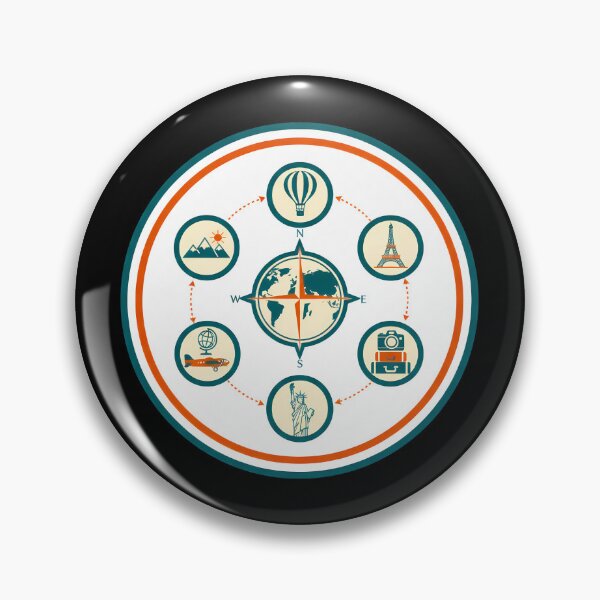Item preview, Retro Global Landmark Badge - Vintage World Compass & Travel Icons designed and sold by AbulailArt.
